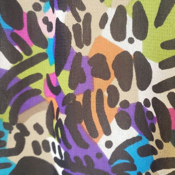 🔴 NICOLE MILLER Sleeveless Collared Top Tunic Colorful Black Bold Lightweight - Picture 11 of 13